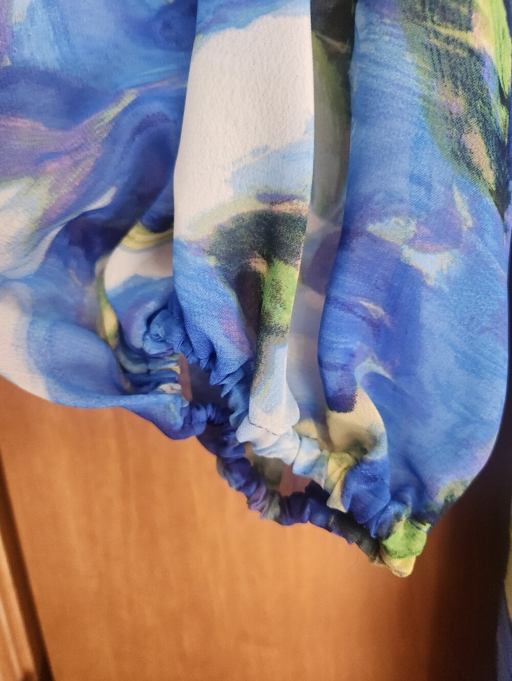 NWT TAYLOR BLUE WATERCOLOR CHIFFON MAXI DRESS SIZE 10 LONG SLEEVE LIGHTWEIGHT - Picture 12 of 13